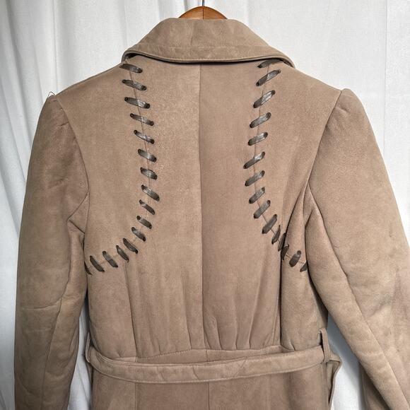 Sawyer of Napa Shearling Suede Coat Size Medium Women's Western Retro Wool EUC - Picture 10 of 16